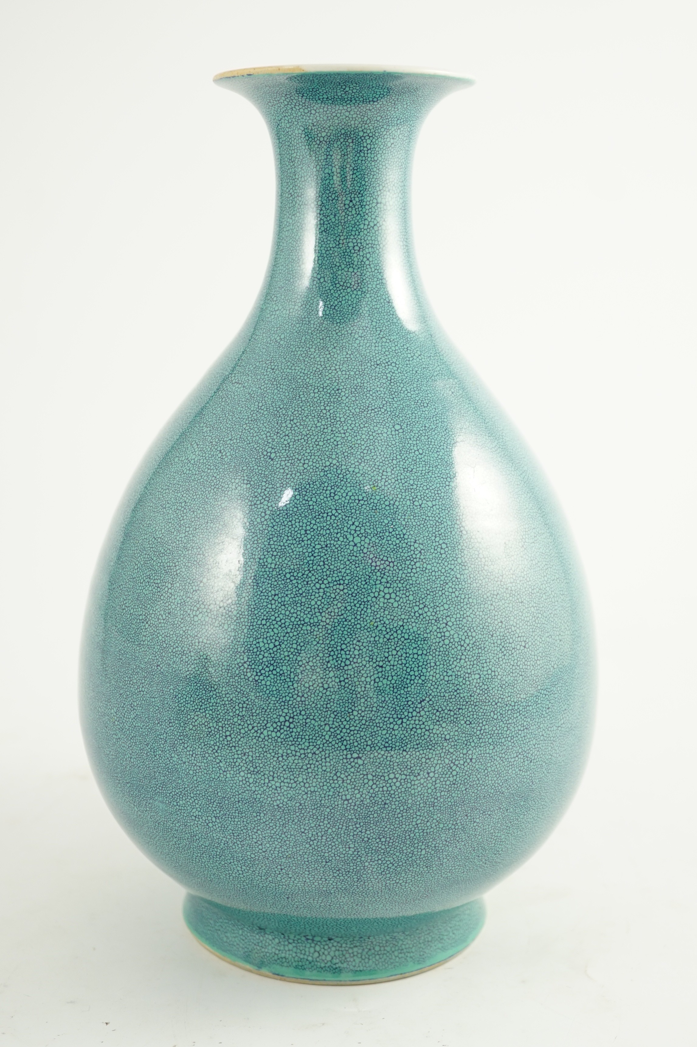 A Chinese robin’s egg glazed pear shaped vase, yuhuchunping, Guangxu mark, 28.5cm high